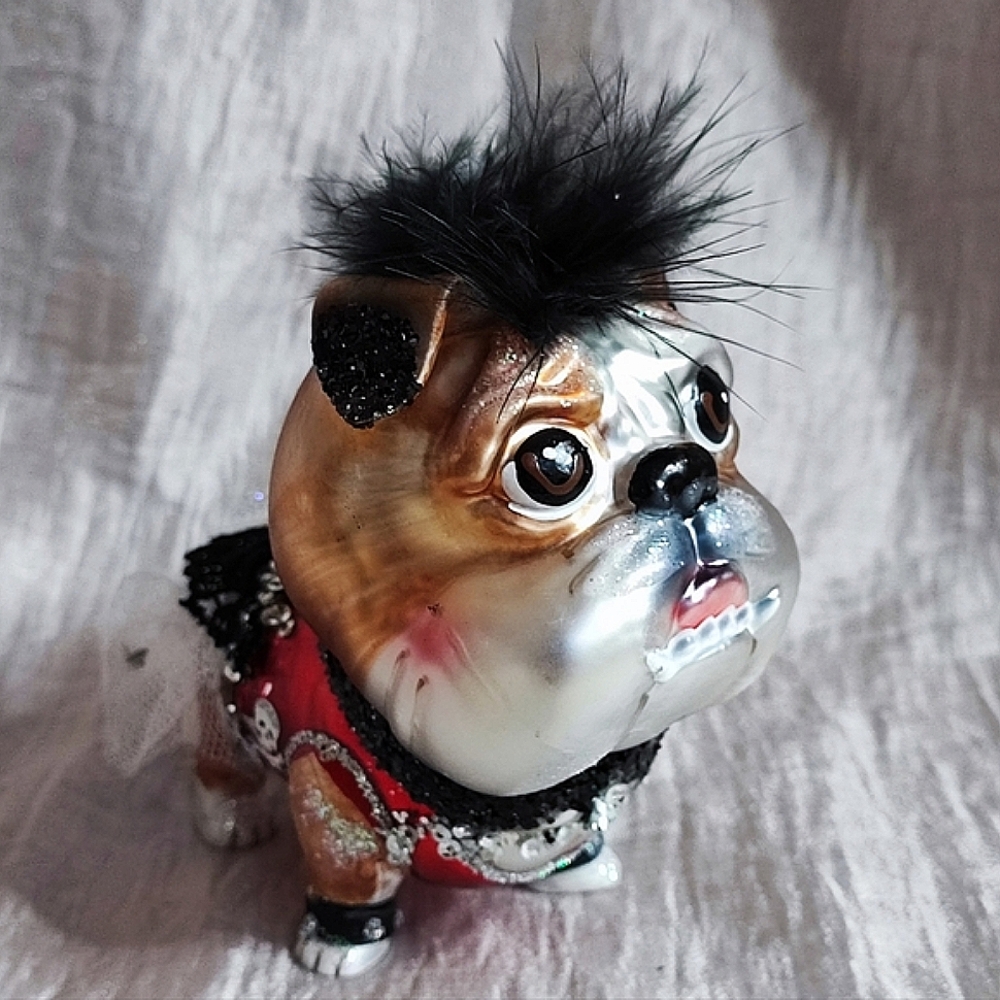 BestPysanky French Bulldog Boxer Glass Vintage Christmas Ornament
